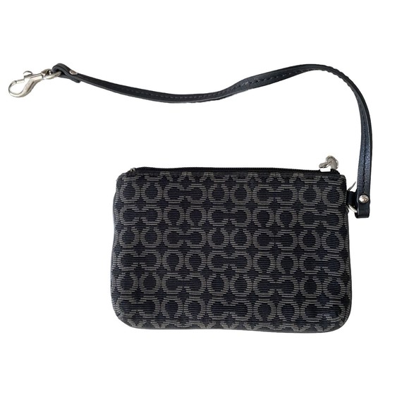 Coach Art Op Black & White Signature C Logo Leather Trim Wristlet Wallet - Picture 2 of 16